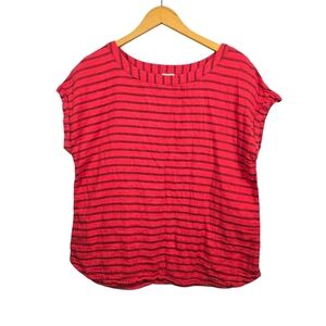 Merona Red and Black Striped Short Sleeve Top Size Xl